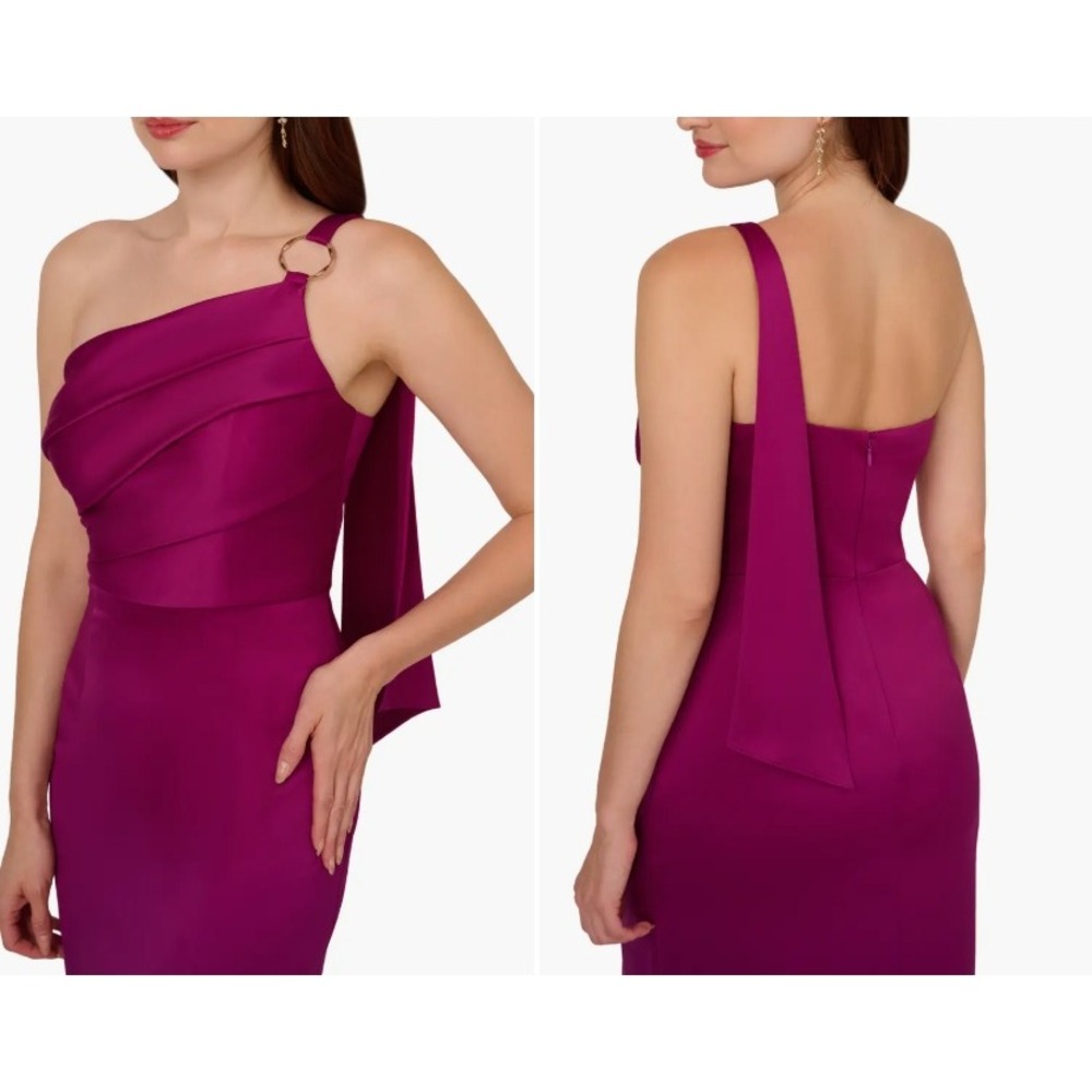 Adrianna Papell Women's Satin Crepe Dress Evening Gown Wild Magenta SZ 6 NEW NWT - Picture 8 of 16